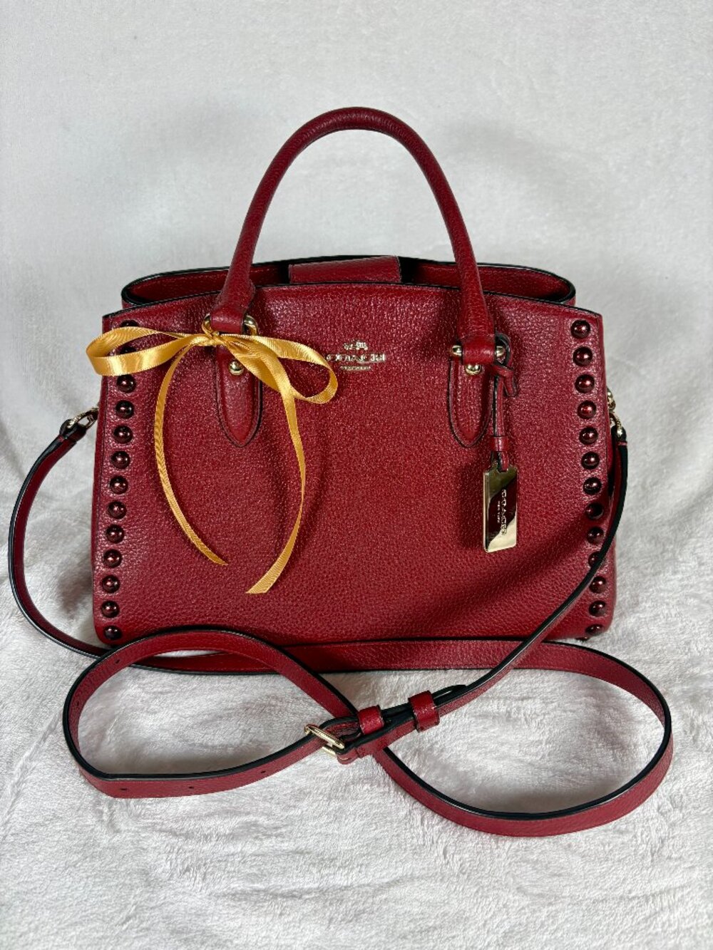 Coach 1941 Cooper Carryall with Border Rivets in Dark Red